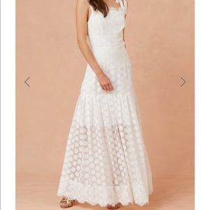 Keepsake White Polka Dot Lace Maxi Dress